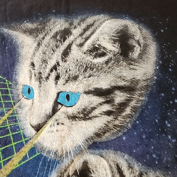 Delta Pro Weight Black Short Sleeve Tshirt With Space Cats Graphics Size Large - Picture 5 of 10